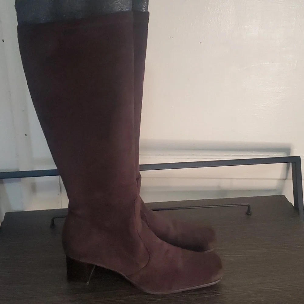 Franco Sarto Tall Suede Boots in Dark Brown